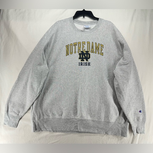 VINTAGE 90’s Champion Reverse Weave NOTRE DAME IRISH Crewneck Sweatshirt 2XL - Picture 1 of 8